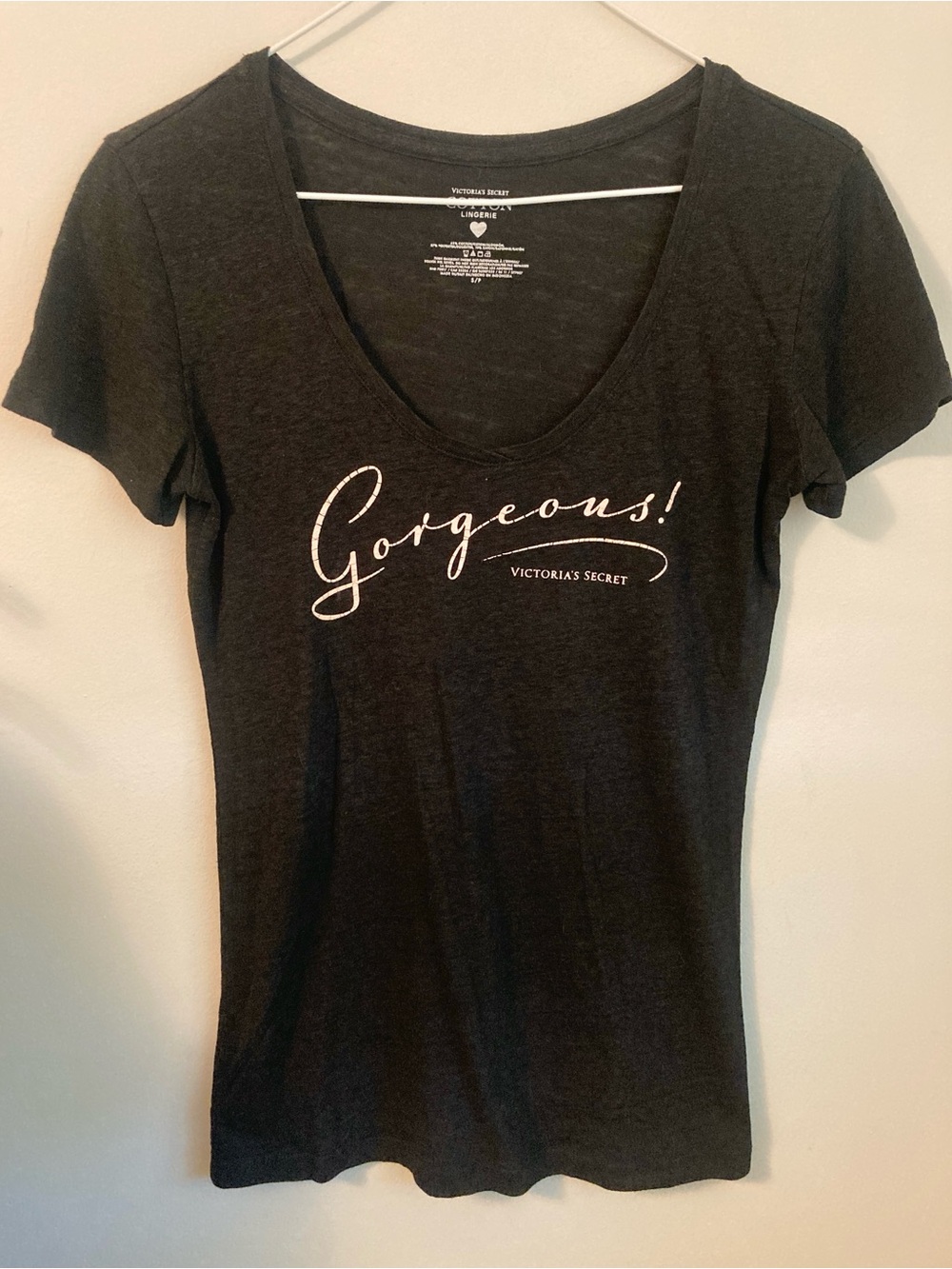 Victoria’s Secret VS Tee T-Shirt Top Gorgeous Glitter Black Size Small Y2K